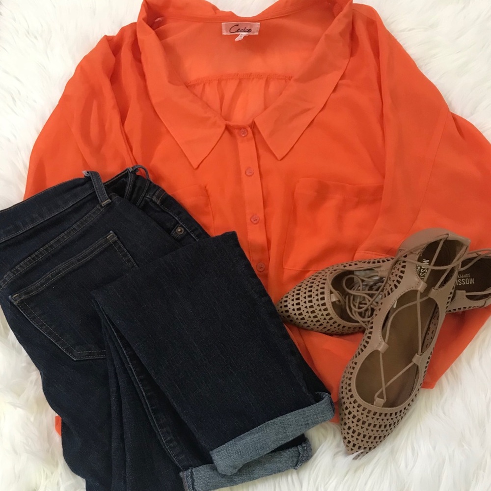 Orange sheer top
